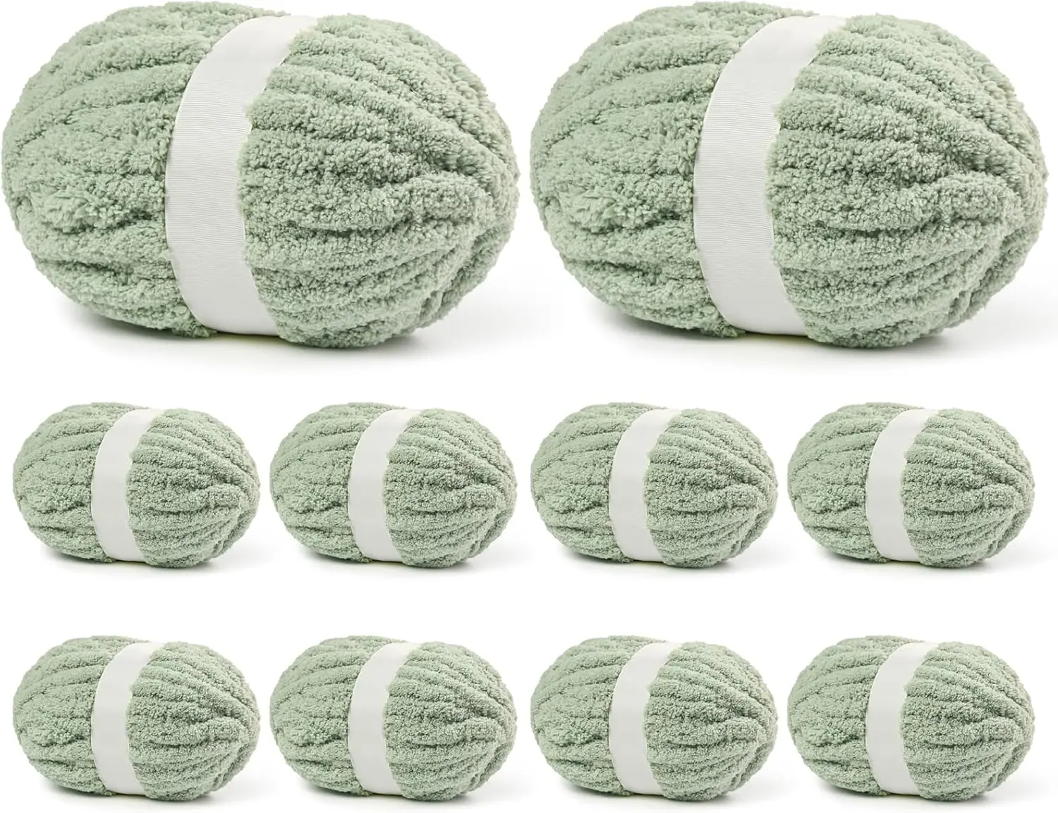 10 Pack Sage Green  Thick Yarn, Chenille Yarn for Crocheting, Chunky Yarn for Hand Knitting, Soft Plush Yarns, 240yds/70.5oz Super Bulky Blanket Crochet Yarns