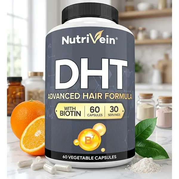 Premium DHT Blocker Supplement for Men & Women - Hair Growth Support with Biotin - 60 Capsules 30 Day Supply - Hair Supplement for All Ages