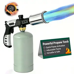 2026 New Upgrade Powerful Propane Torch Gun, Portable High Heat Torch Butane Lighter with 3272°F Adjustable Flame & Safety Lock, for Cooking Outdoor BBQ Steak Sear Sous Vide Charcoal Igniting Welding（Propane Tank Not Included）Gift for Dad