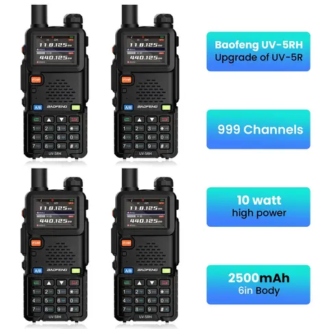 [Christmas Gift] BAOFENG 5RH 10W Plastic Portable Rechargeable Handheld Walkie Talkie - Upgraded UV-5R Ultra-Long-Range Ham Radio, NOAA Weather Alert, 999 Channels, 2-Way Radios for Camping/Emergency (FRS/GMRS Compatible)