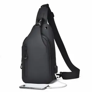 Waterproof Sling Bags Mens Shoulder Crossbody Backpack with USB Charging Port& Headphone jack,Outdoor Lightweight Bag, Durable PU Sling Bag,Zipper Bum Bag SpringStatements