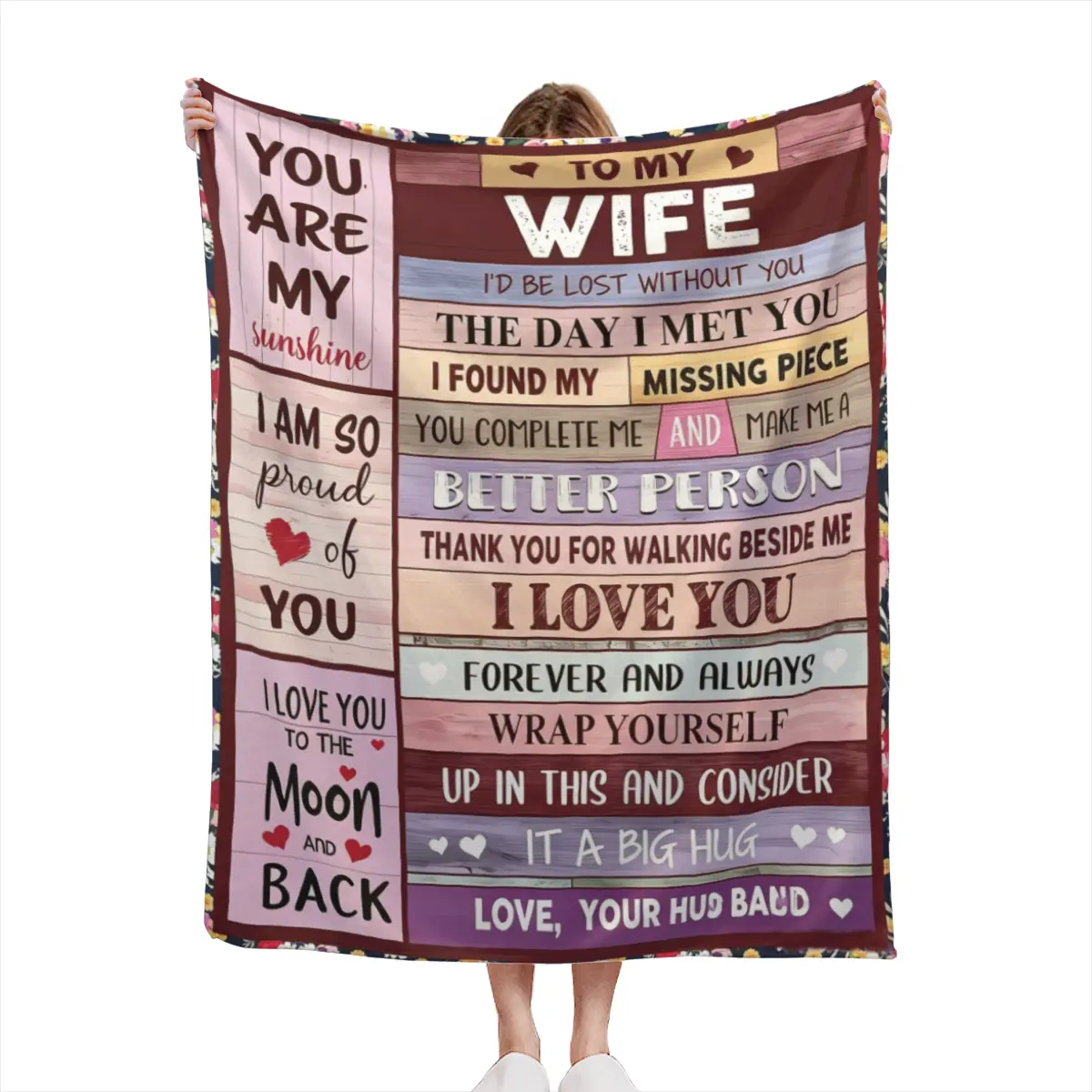 [SummerVibes] Blanket Gifts for Wife Romantic Anniversary Birthday Gifts for Wife Her I Love You Presents for Wife from Husband to My Wife Warm Gifts for Christmas Valentine's Mother's Day