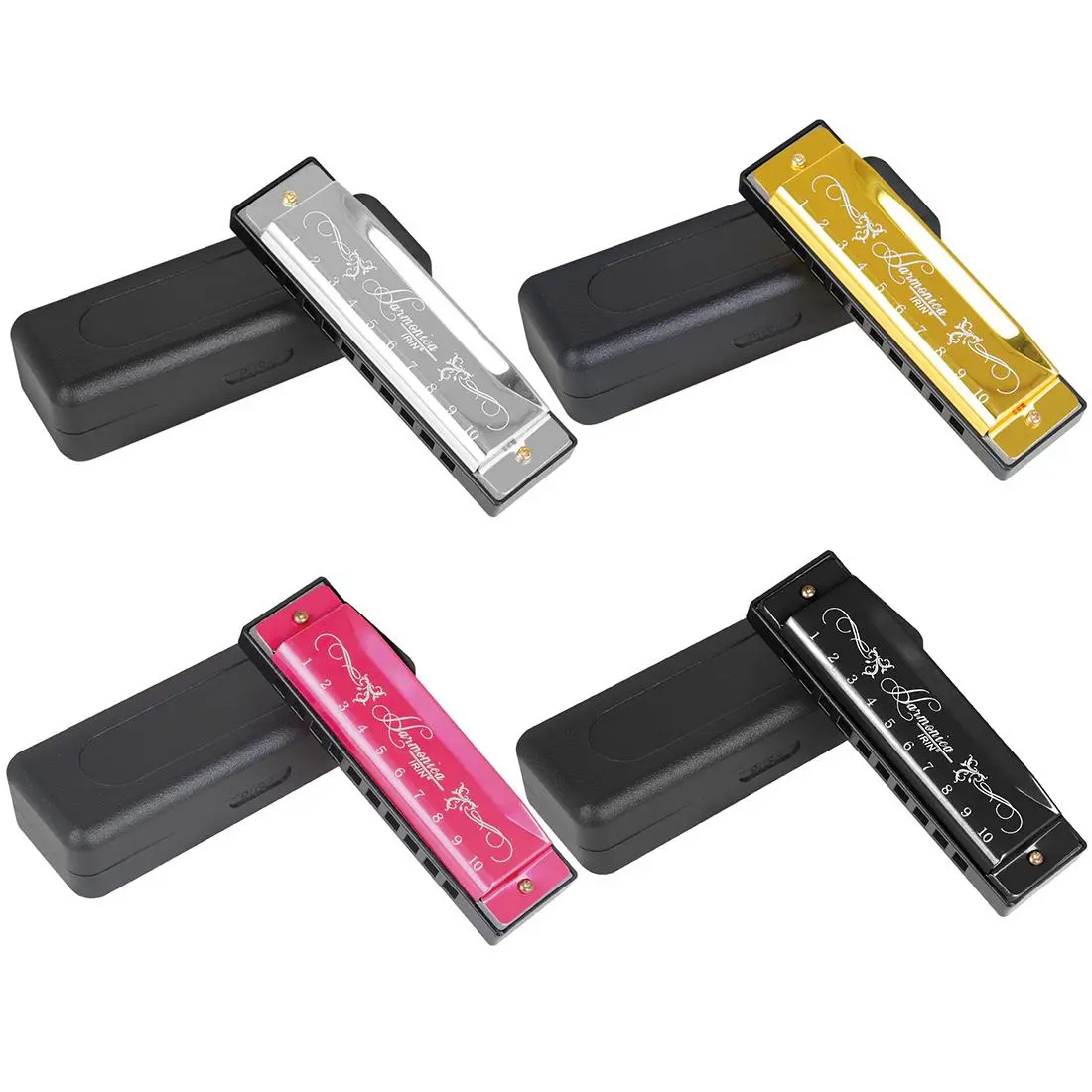 10 Hole 20 Tone Harmonica, 1 Count Colorful C-key Harmonica, Musical Instrument for Beginners & Professionals, Portable