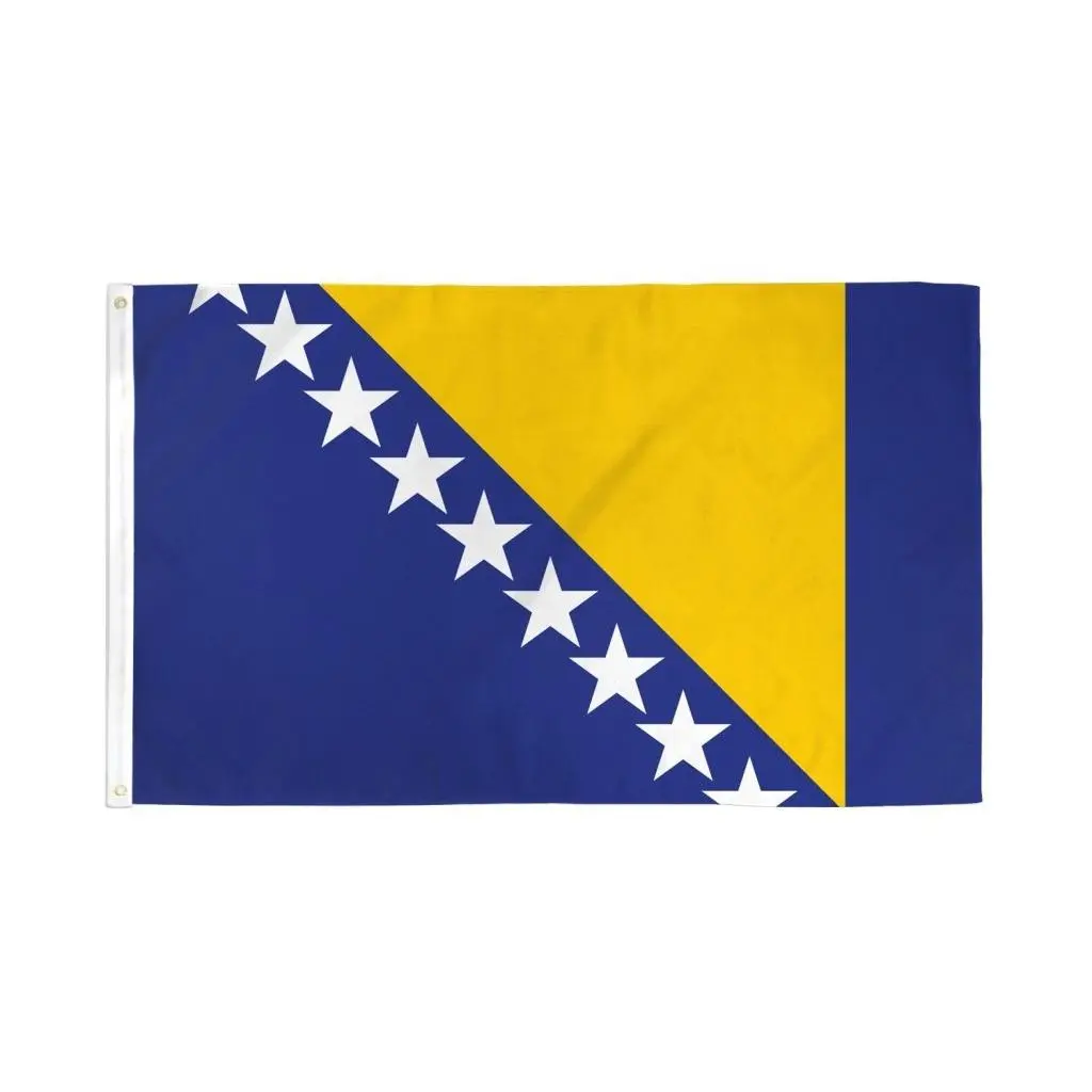 Bosnia & Herzegovina National Flag Decoration Banner - 2x3 ft Polyester Dye-Sublimate Hangable Bold Print Backdrop for Indoor Party Decor, Home Wall Supplies, Wall Backdrop