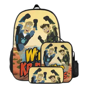 3pcs set Anime Wild kratts Backpack for Women Wild kratts toy Backpacks with Lunch Box And Pencil Case Cartoon Wild kratts gifts Backpack Laptop bags Travel Aesthetic Wild kratts Gifts Bag