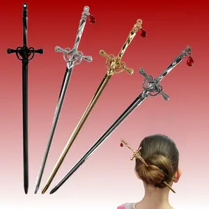 Christmas Gift 4Pcs Chinese Style Sword Hair Sticks Alloy Vintage Ancient Hair Chopsticks for Women Perfect for Long Hair Bun Styling Sword-Shaped Design Durable Material Versatile Occasions
