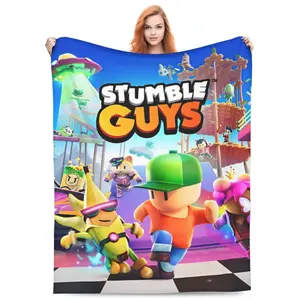 Stumble Guys Character Blanket Velvet Bed Funny Games Throw Blanket Comfortable Soft for Outdoor Quilt