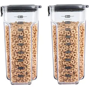 International ProKeeper+ Clear Plastic Airtight  Baker's Kitchen Storage Organization Container Canister Set with  Accessories, 2-  Set (Cereal 4.5-Quart)