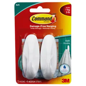 3M 17081B Command Medium Bath Designer Hooks- 2 Count