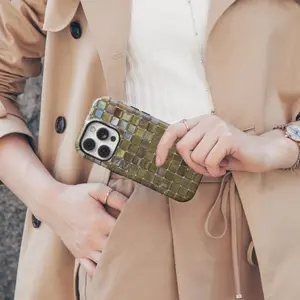 Olive Mosaic Tile Phone Case, Simple Fashion, Durable Protection, Ideal Gift for iPhone, Unisex, Perfect for Holidays and Birthdays