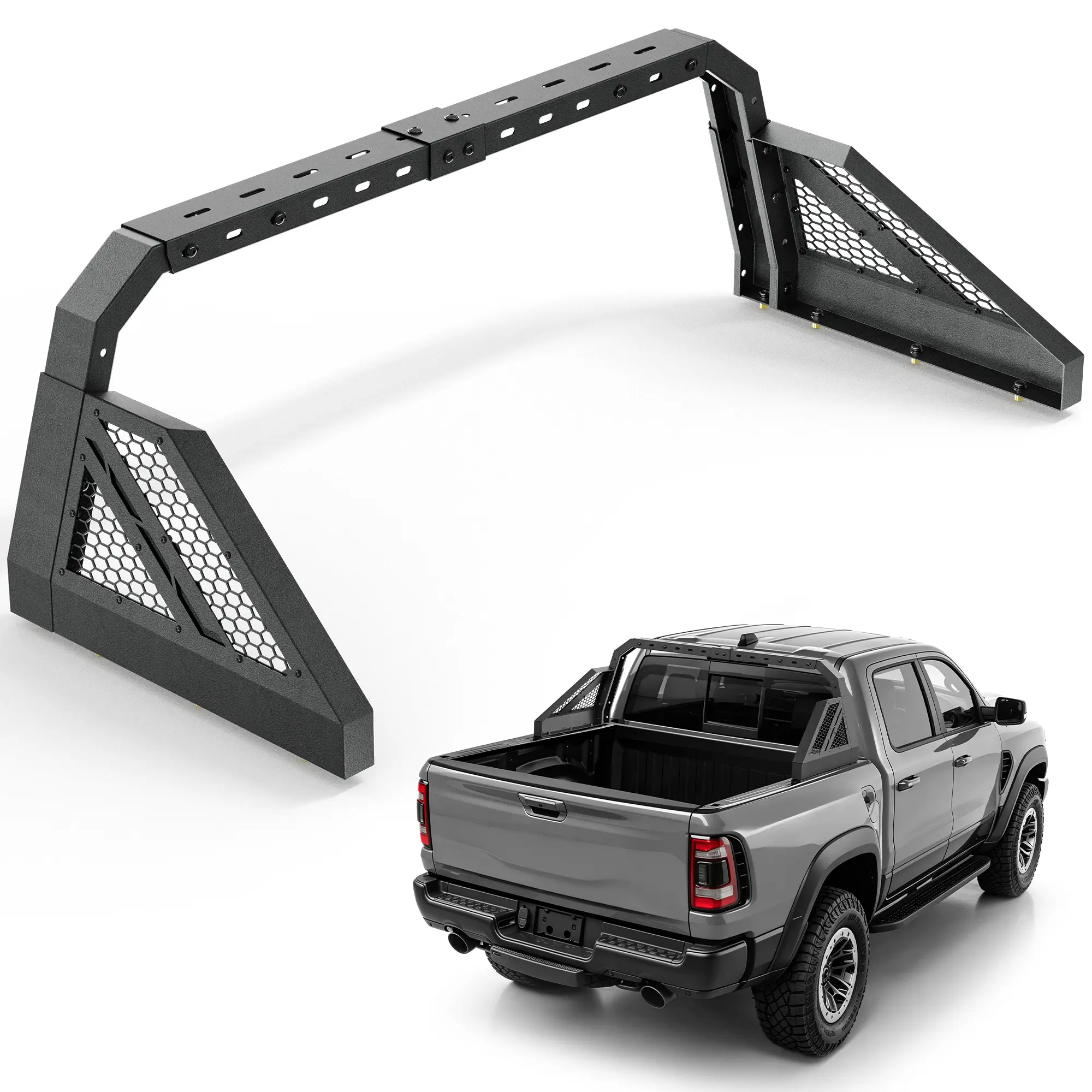 【Yzona】Sport Roll Bar for Pickup Trucks, Adjustable 56.7"-63.7" Bed Chase Rack Compatible with Silverado/Sierra 1500, Toyota Tundra, Nissan Titan/Frontier, Jeep Gladiator, F-150, 7 Width Options