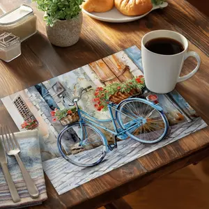 360 stand Rectangular Easy-Clean Traditional 14x18 in. Blue Polyester Placemat - Kitchenware Essential for Tabletop or Wall Decor