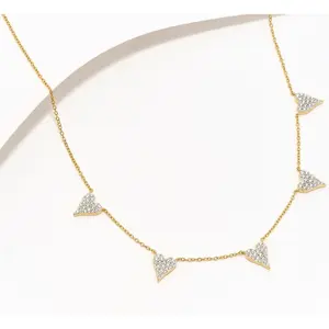 5 Heart Station Necklace, Sterl necklaces for women