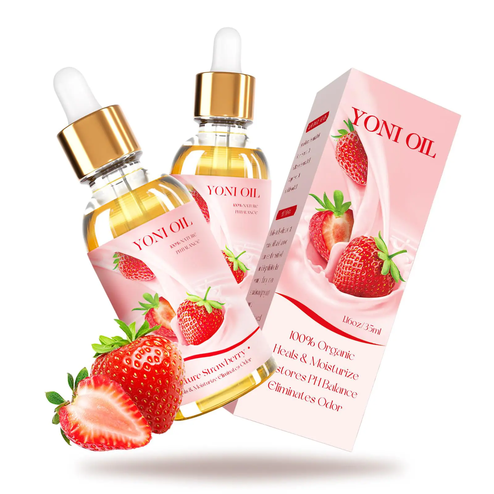 2 Packs Strawberry Feminine Oil Essential Yoni Oil for Women pH Balance 1 fl oz/pc
