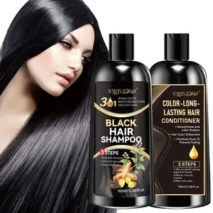 Black hair dye shampoo, gentle and non irritating plant hair dye shampoo easily covers white hair, paired with hair conditioner to repair frizz after dyeing, locks color and solidifies hair in one, creating smooth and healthy dyed hair