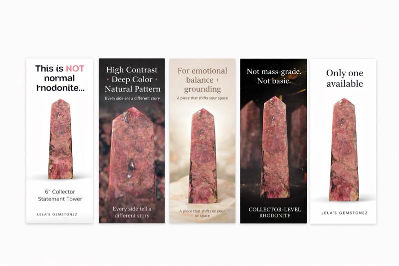 6” Collector Rhodonite Tower Deep Raspberry Pink Stone with Natural Manganese Veining for Emotional Balance & Grounding Crystal Display Piece