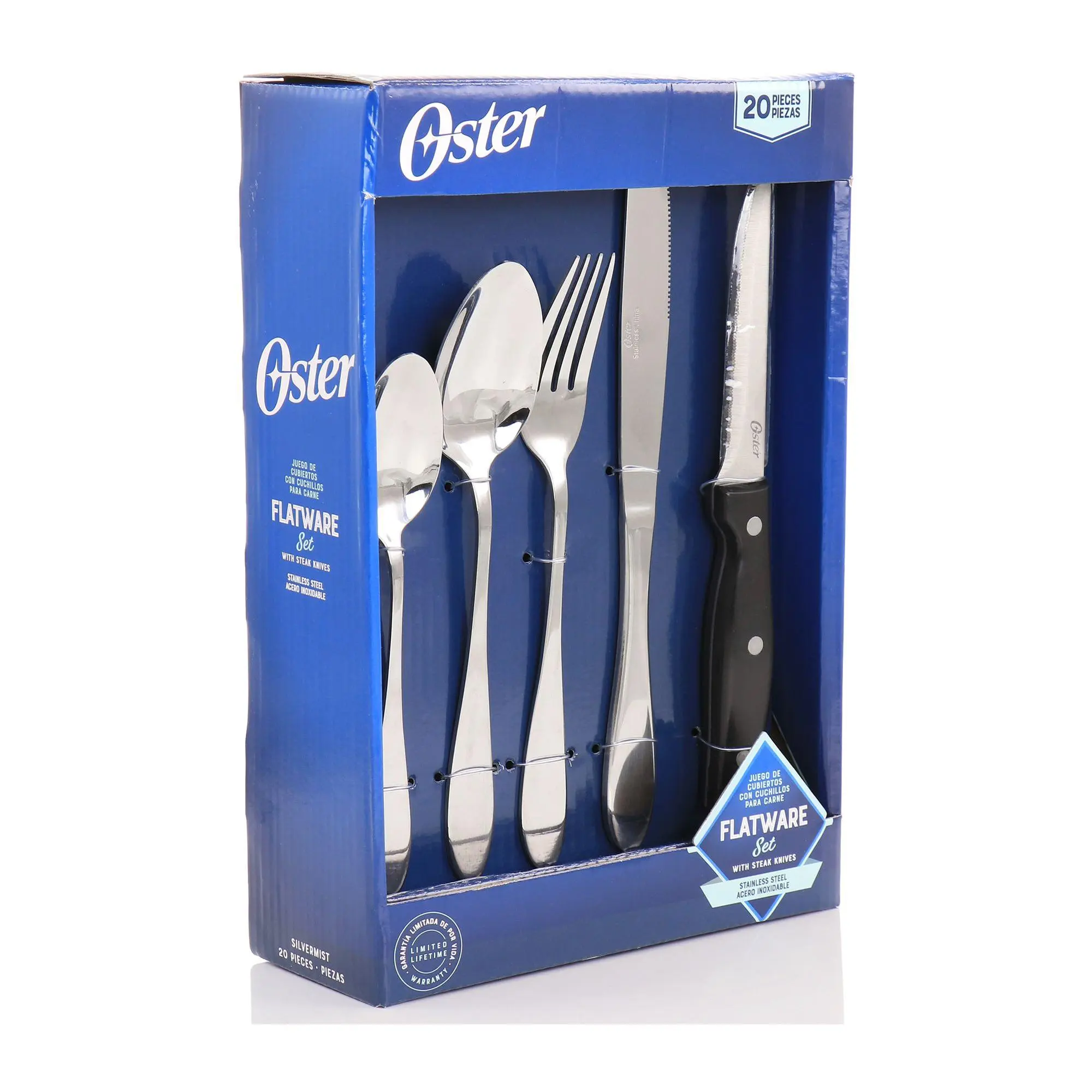 Oster Silvermist 20 Piece Stainless Steel Flatware Set Oster Silvermist 20 Piece Stainless Steel Flatware Set