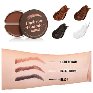 Dual-color eyebrow cream set with brush - shapes 3D natural and defined brows, highly pigmented, lightweight and smooth, waterproof, sweatproof, and smudge-resistant, available in multiple colors suitable for everyday work and holiday makeup