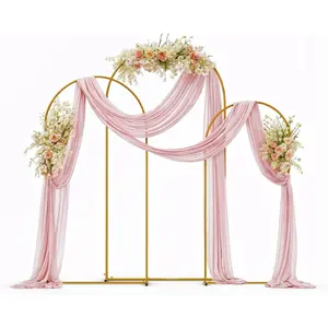 3 Pack Wedding Arch Backdrop Stand, (7.2FT, 6.6FT, 6FT) Gold Balloon Arch Stand, Set of 3 Arched Frame Decoration for Wedding, Birthday, Baby Shower,