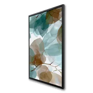 Pictorem C1FC2448L71G1I 24 x 48 in. Translucent Leaves - Gold Framed Canvas Wall Art for Home Decor