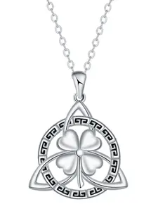 Elegant Celtic Four-Leaf Clover Necklace, Stainless Steel Chain, Casual Style Jewelry for All Seasons, Unique Fashion Accessory