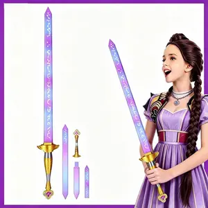 3D printed Korean pop music large-sized portable purple telescopic Rumi sword, lightweight and portable, fun,space-saving, stress-relieving telescopic sword toy, cosplay fantasy accessory, movie collector gift, Halloween costume accessory.3D printed toy.
