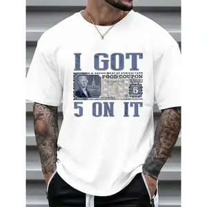 Loose Fit Graphic T-Shirt - "I Got $5 on It" Streetwear Design with Vintage Currency Print, Black Casual Short Sleeve Tee for Casual Attire & Holiday Gifts Shortsleeve Classic