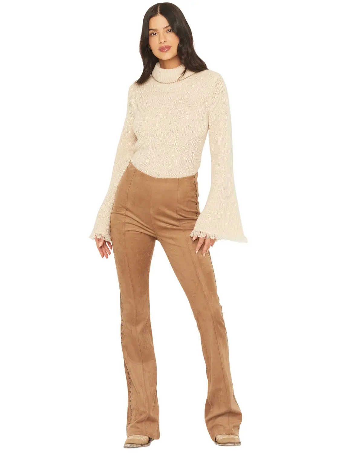 Shyanne Women's Faux Suede Studded Flare Pants - Swfa25p1-Cof