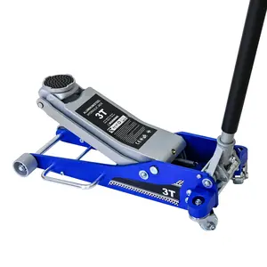 3T Aluminum Iron Horizontal Jack/Hydraulic Trolley Service/Floor Jack with Extra Saddle (Fits: SUVs and Extended Height Trucks): 3 Ton (6,600 lb) Capacity, Blue&Silver
