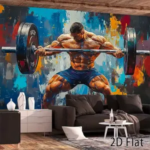 1pc 2D Flat Artistic fitness themes pattern Party Banner, Holiday Decoration, Party Background Theme, Suitable for Birthday Parties, Photography, Weddings, Personality Room Decorations and Party Decorations, Holiday Gifts,1222