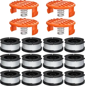 Replacement Spool for  12 Pack Trimmer String 0.065" AF-100 Autofeed Replacement Spools(12 Spool+4 Caps)