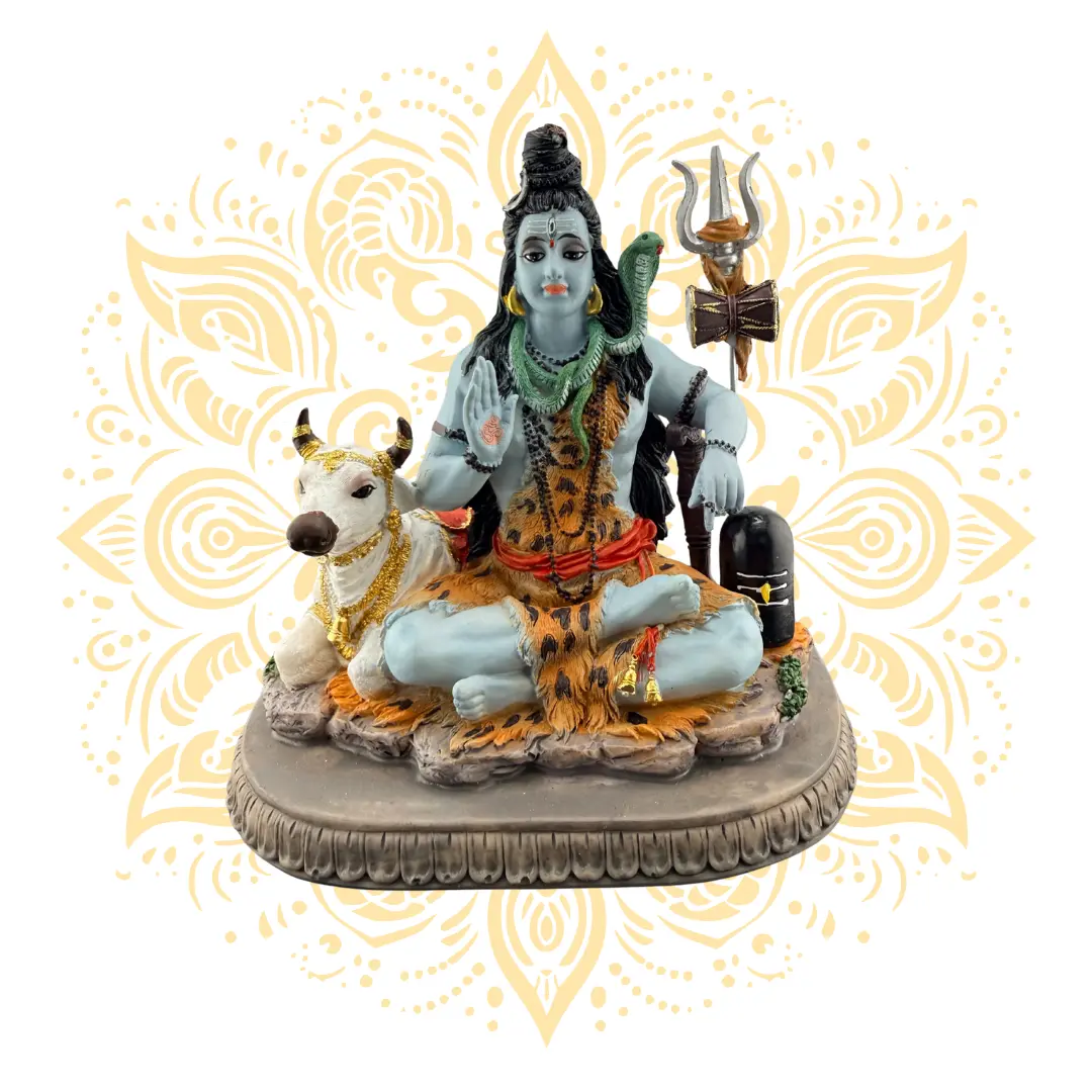 Polyresin Shiva & Nandi Sitting 6.5"