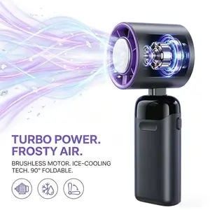Upgraded 4-in-1 Portable Fan, Handheld Turbo Refrigeration Fan with 199 Speed Settings, 21500 RPM, Superior Battery Endurance, Digital Display, 120° Rotation, USB Charging, Suitable for Travel, Office Desk Use