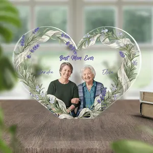 Best Mom Ever – Heartfelt Mother’s Day Gift for Mom – Personalized Heart Acrylic Photo Plaque