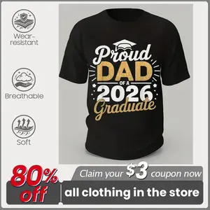 Class of 2026 Graduation T-Shirt Proud Dad of a 2026 Graduate Golden Lettering Diploma Design 100% Cotton 220gsm Loose Fit S-XXXL Black Casual Shirt for 2026 Year Parents Gift TikTok-Ready Summer Tees - Menswear, Top Tshirt Tropical Tropical Operator,summ