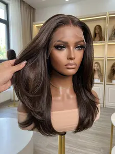 Topshe 13x6 HD Lace Front Wig, 18 Inch Shoulder Length Light Medium Long Curly Hair, No Glue Needed, Durable and Easy to Manage, Glueless Frontal Wig