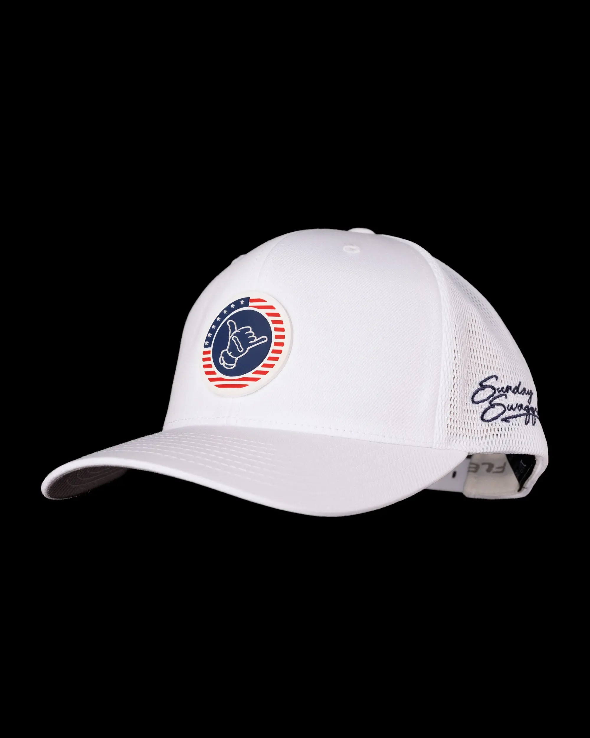 Unisex Universal White Star-Spangled Shaka Flexfit Patriotic Trucker Snapback Hat - Micro-Fiber, Basic, 3D, 4th Of July Design, One Size Fits Most, Slight Curved Bill, Breathable Back, for National Celebrations