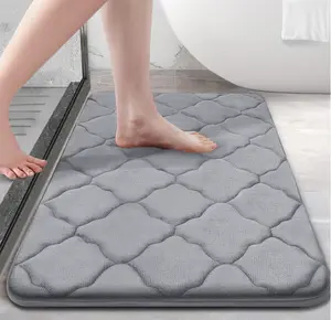 Memory Foam Bath Mat Rug 24x16, Ultra Soft Non Slip and Absorbent Bathroom Rug, Machine Wash Dry, Comfortable, Thick Bath Rug Carpet for Bathroom Floor, Tub and Shower, Grey