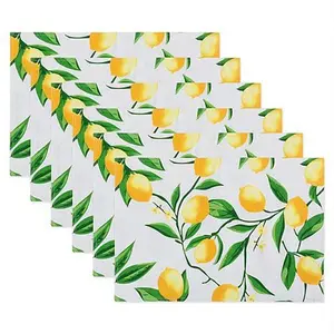 Design Imports Lemon Bliss Print Outdoor  Placemat Set of 6