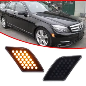 2pcs Smoked Amber LED Front Side Marker lamps Lights For 2008 2009 2010 2011 Mercedes W204 C250 C300 C350,Replace OEM 204 820 02 21 2048200221 204 820 01 21 2048200121