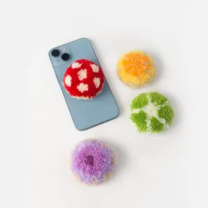 Handmade Tufted 3D Mushroom Phone Grip with Expanding Kickstand, Suitable for Smartphone, IPhone, Nature Inspired, Soft Touch, Accessories Cellphone  ChillFuzz pop slide