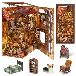 Book Nook Kit Twilight Cottage DIY Miniature Dollhouse 3D Wooden Puzzle with LED Light & Craft Figures Combo for Adults Teens Building Blocks Set