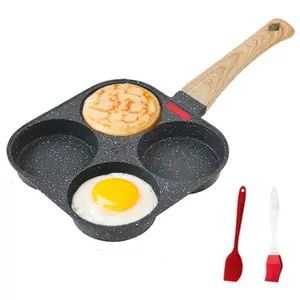 4-Cup Nonstick Egg Pan | Granite Breakfast Skillet for Eggs, Pancakes & Crepes | Multi-Section Frying Pan for Gas & Induction Cooktops
