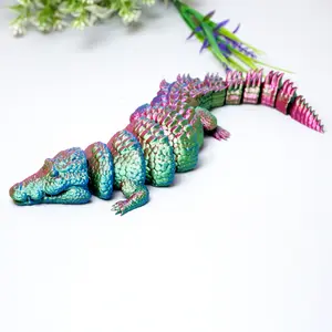 3D printed crocodile model toys, flexible joint animal doll statues, home and office desk decorations, holiday surprise gifts Ornaments