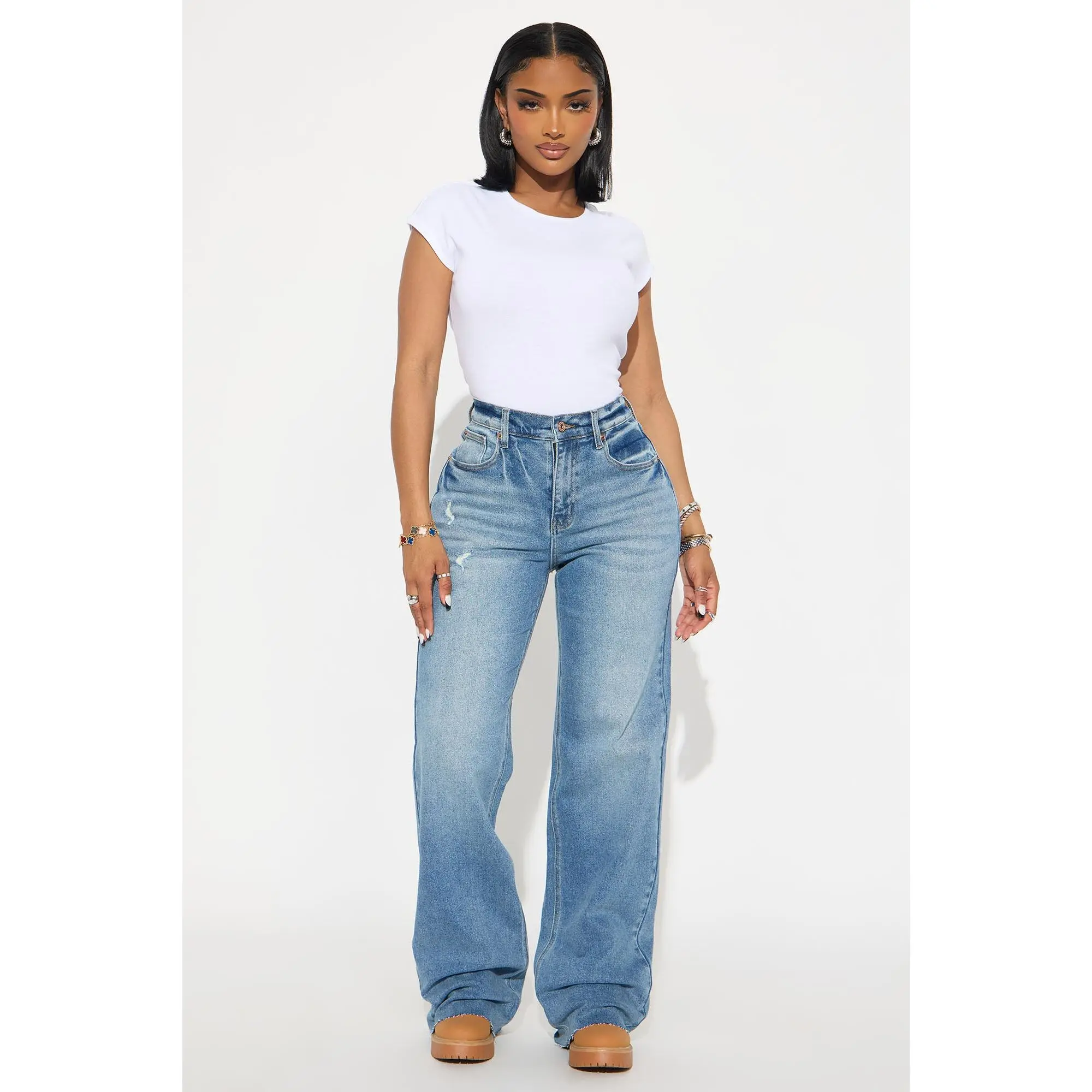 Tall Nova 90's Baby Basic Stretch Wide Leg Jean - Medium Wash Tall Nova 90's Baby Basic Stretch Wide Leg Jean - Medium Wash