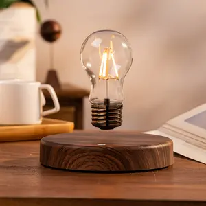 Wireless Maglev LED Light Bulb Lamp, Stable Temperature Design, Smooth Brushed Metal Bulb Base, Light Luxury Bedroom Office Ornament