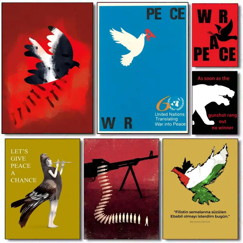 Cool Anti-war propaganda Poster HD Waterproof Self-Adhesive Art Vibrant Wall Print for Living Room Bedroom Bar Parlor Home Decor Gift Fade-Resistant Easy-Apply Durable Dly Artwork Multiple Sizes, High Definition, Easy to Apply & Clean