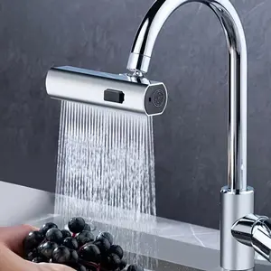 Modern Kitchen Faucet, 3-In-1 360° Rotating Waterfall Spout, Water-Saving Aerator, Three Spray Modes, Polished Finish, RV Sink Faucet
