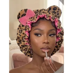 Hair Bonnet, Leopard Animal Print, Pink for Haircare & Styling