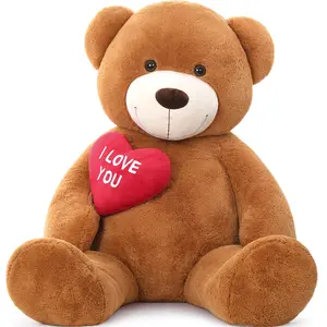 Red Heart Giant Teddy Bears 36 Inches Big Stuffed Animals with Embroidered I Love You for Girlfriend Valentines Fluffy Teddy Bear Birthday Gifts Soft Polyester Material